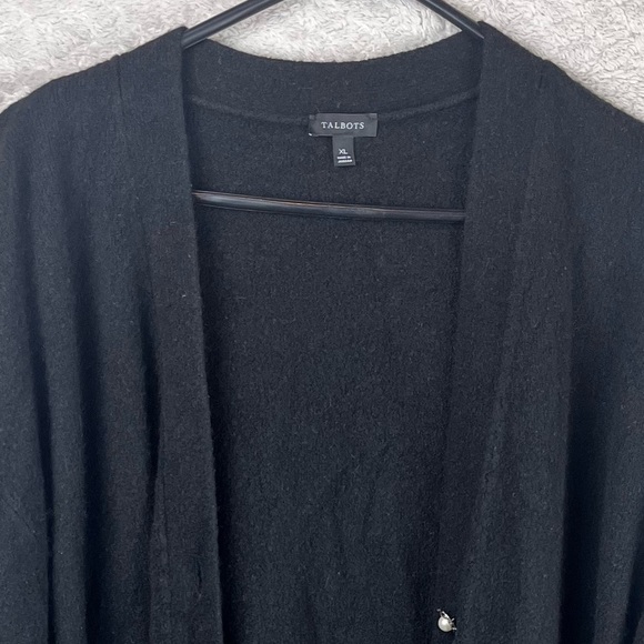 Talbots Wool Alpaca Black Sweater Cardigan Women's Pearl Rhinestone Button XL - Picture 4 of 15
